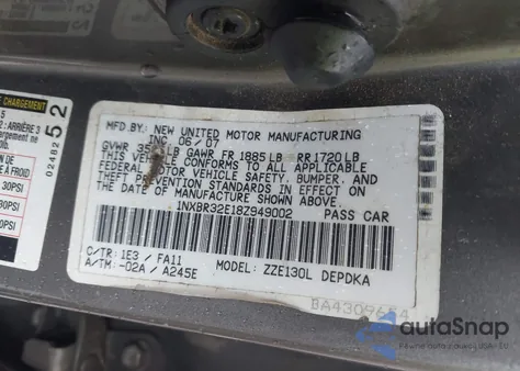 2008 Toyota Corolla Ce from USA, damaged, VIN 1NXBR32E18Z949002